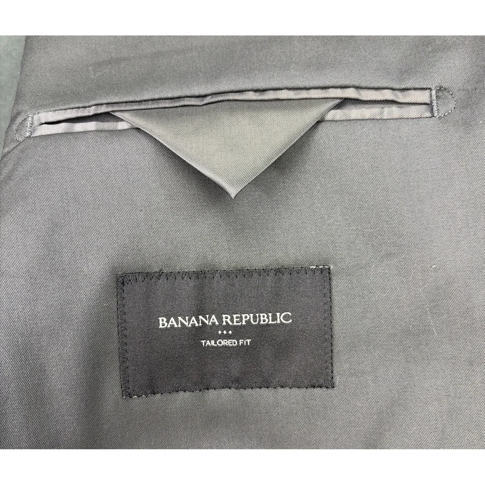 Banana Republic Men's 44R Black Cotton Suit Jacket Blazer Tailored Fit Excellent